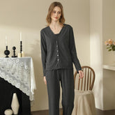 Homewear With Braces Cardigan French Style Three-piece Pajamas For Women - NoirPyjamas
